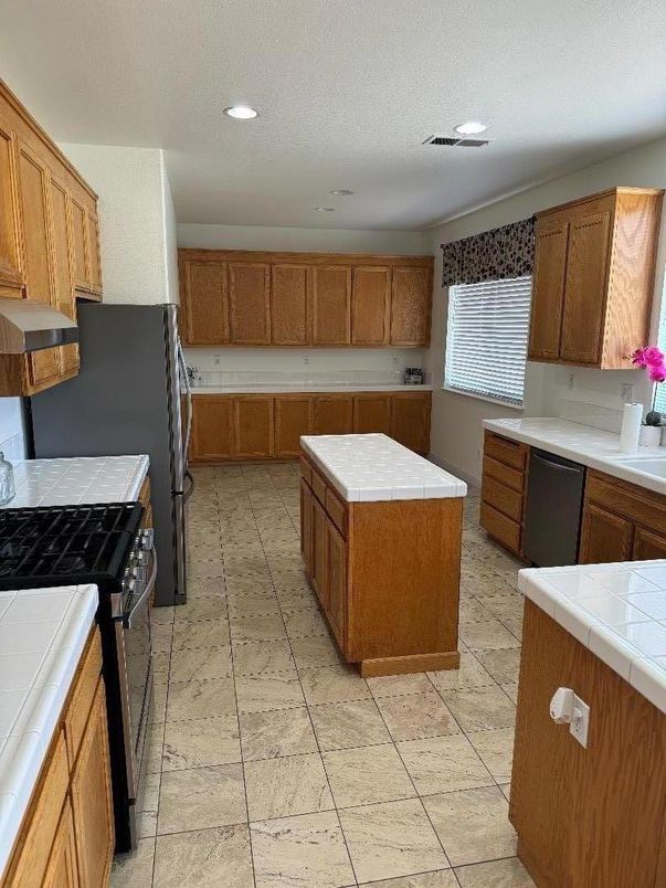 Interior, Kitchen, Recessed Lighting, Tile Countertops