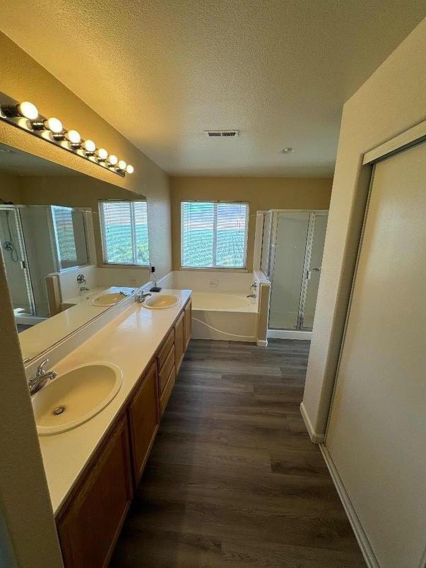 Bathroom, Dual Sink Vanities, Interior, Wood Texture Flooring