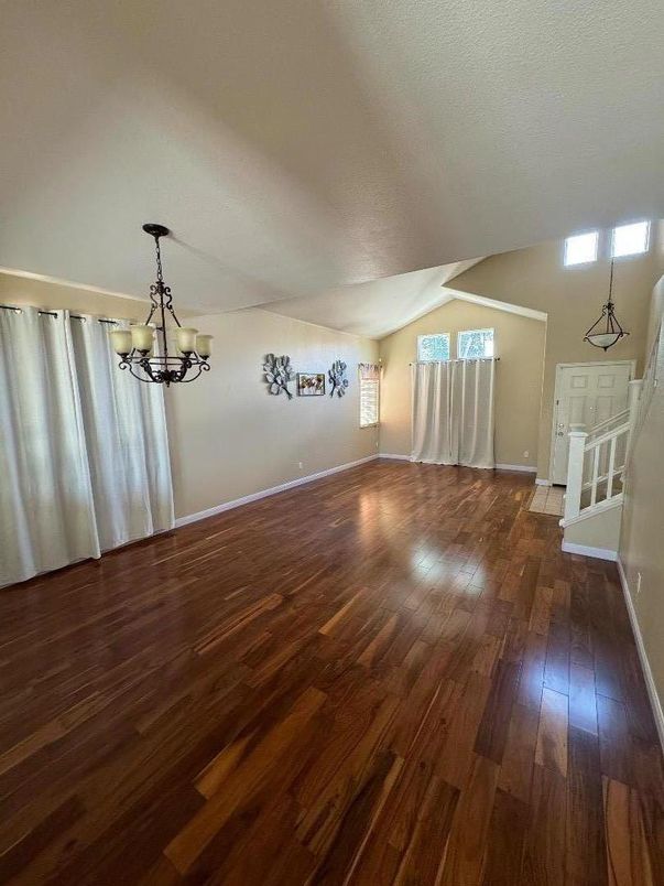 Chandelier, Empty room, Interior, Wood Texture Flooring