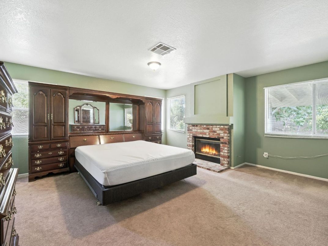 Bedroom, Fireplace, Interior