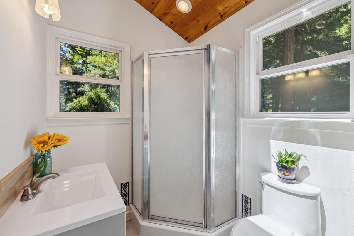 Bathroom, Glass Shower, Interior, Wooden Beams, Wooden Ceilings