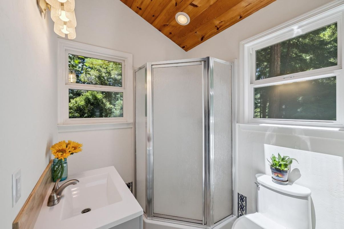 Bathroom, Glass Shower, Interior, Wooden Beams, Wooden Ceilings