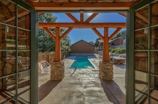 Exterior, Pool, Wooden Beams