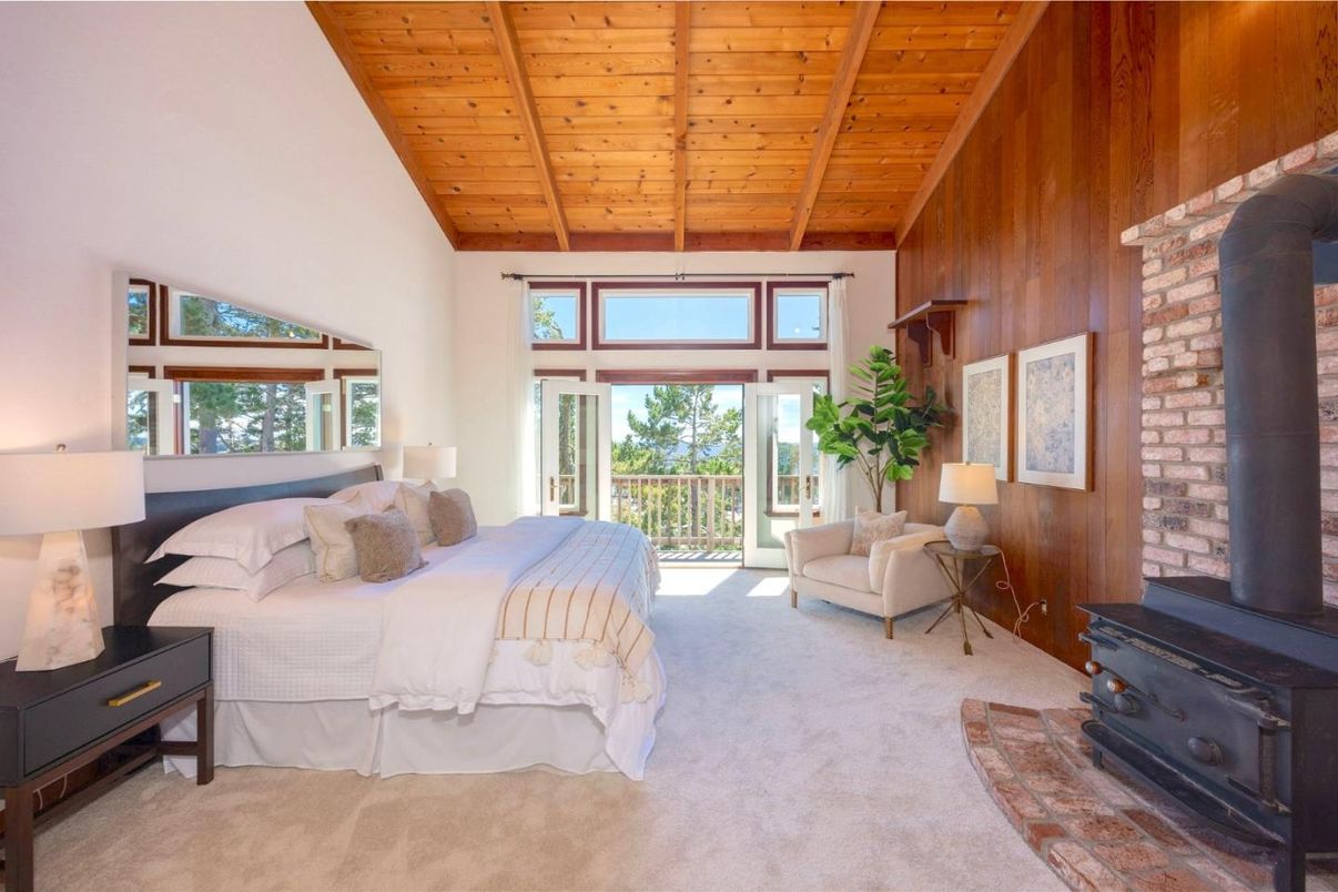 Bedroom, Fireplace, Interior, Stone Walls, Wooden Beams, Wooden Ceilings, Wooden Walls
