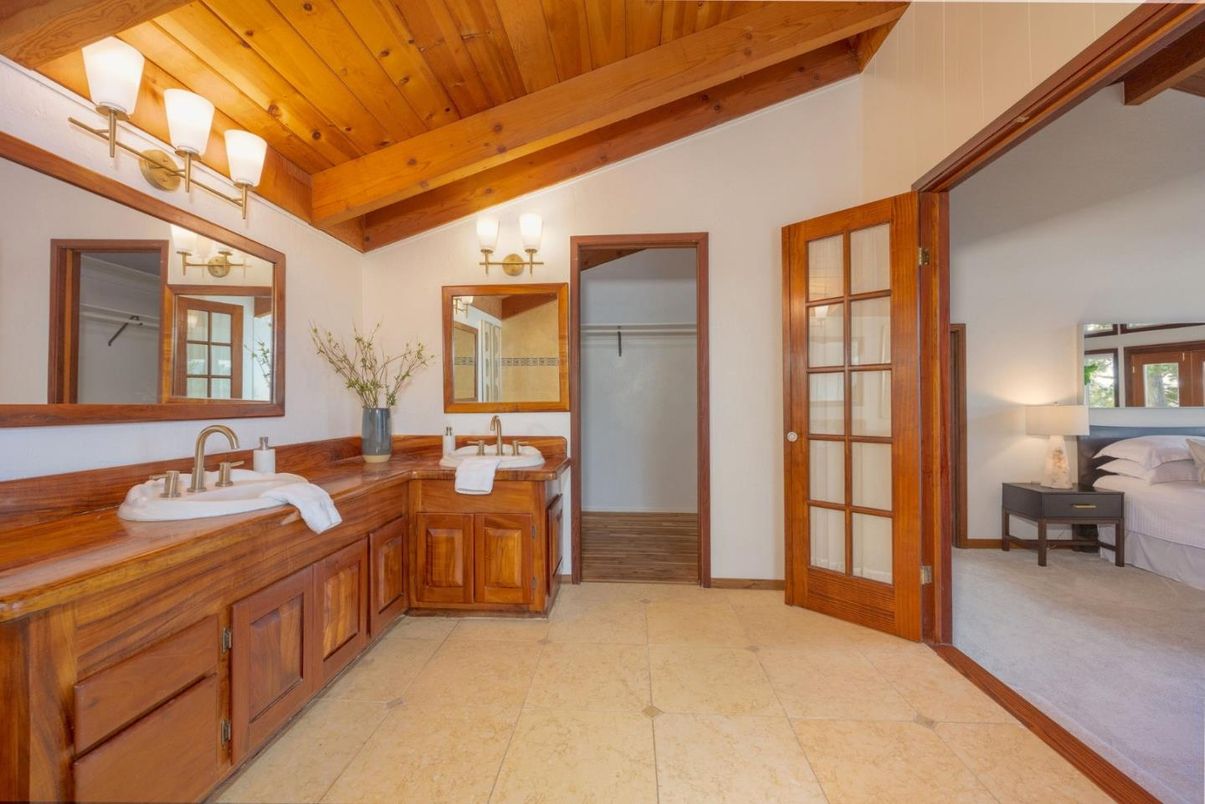 Bathroom, Dual Sink Vanities, Interior, Wooden Beams, Wooden Ceilings
