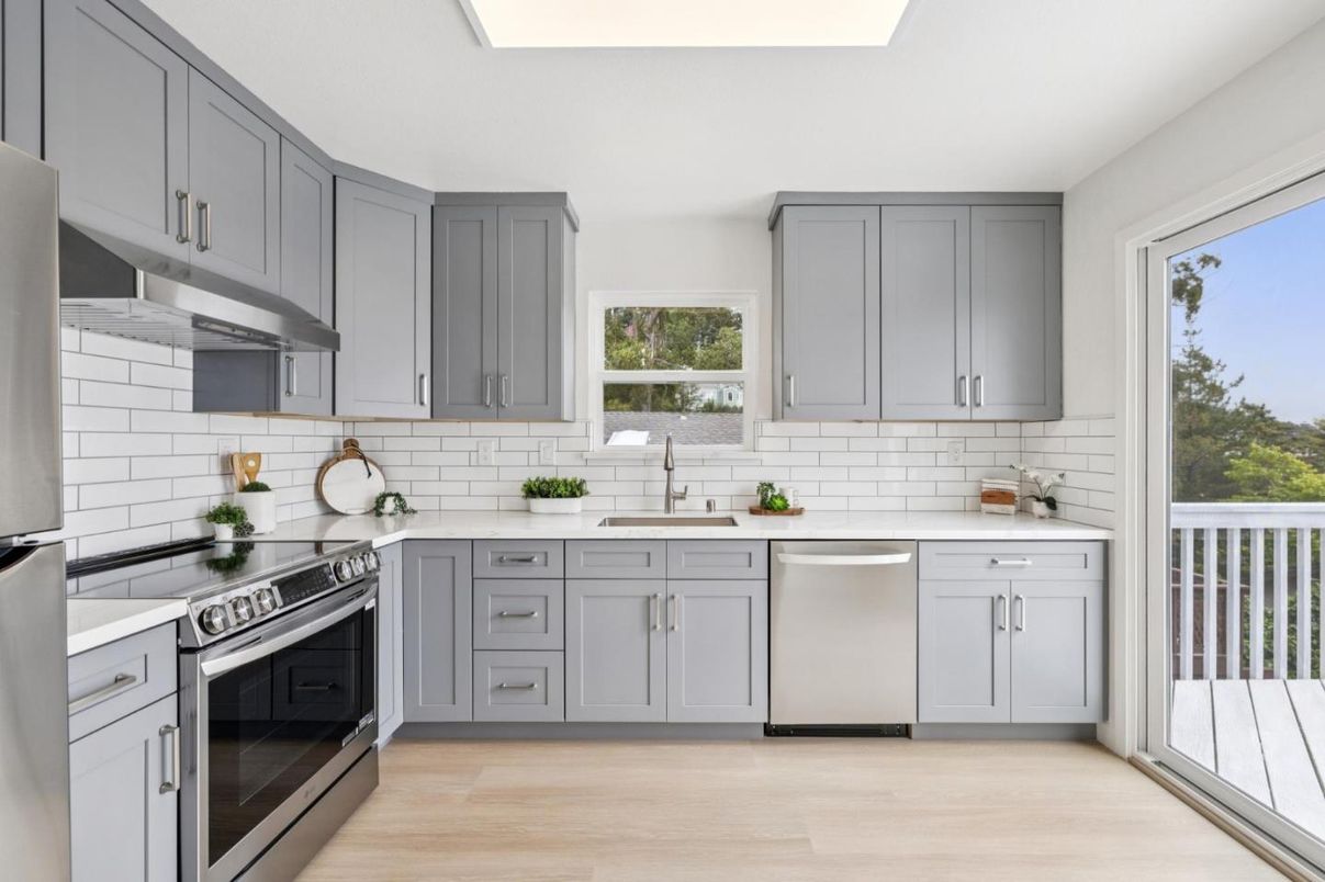 Interior, Kitchen, Stainless Steel Appliances, Wood Texture Flooring
