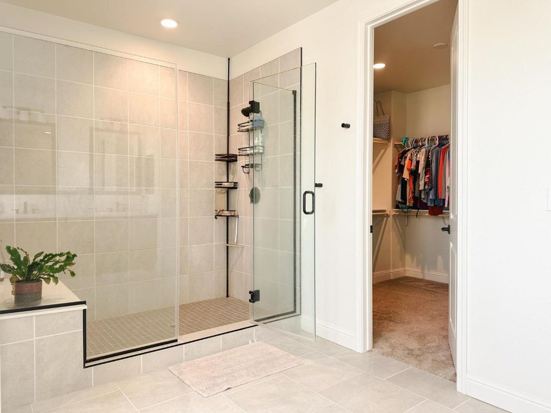 Bathroom, Glass Shower, Interior, Recessed Lighting, Walk-in Closets