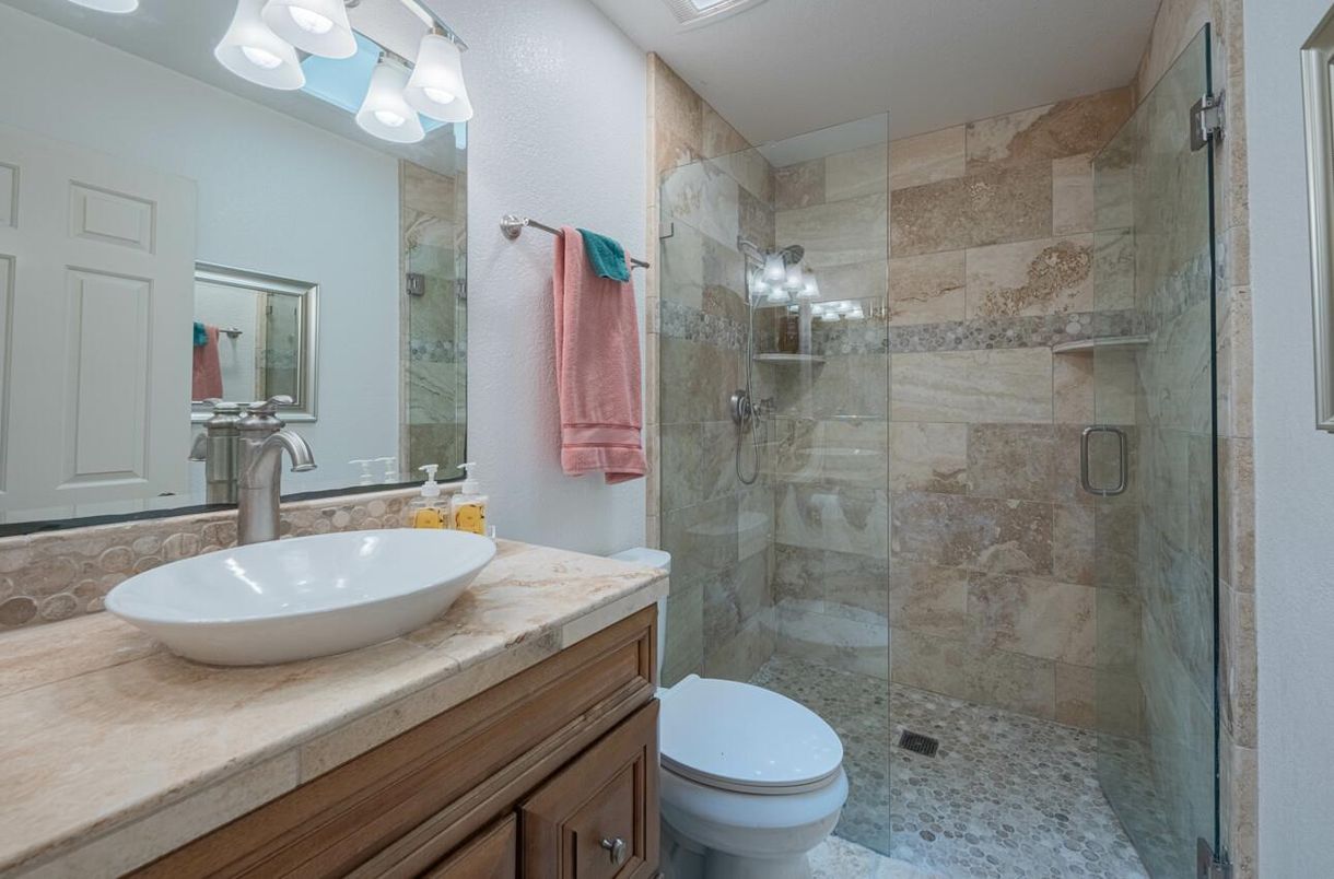 Bathroom, Glass Shower, Interior, Tile Countertops