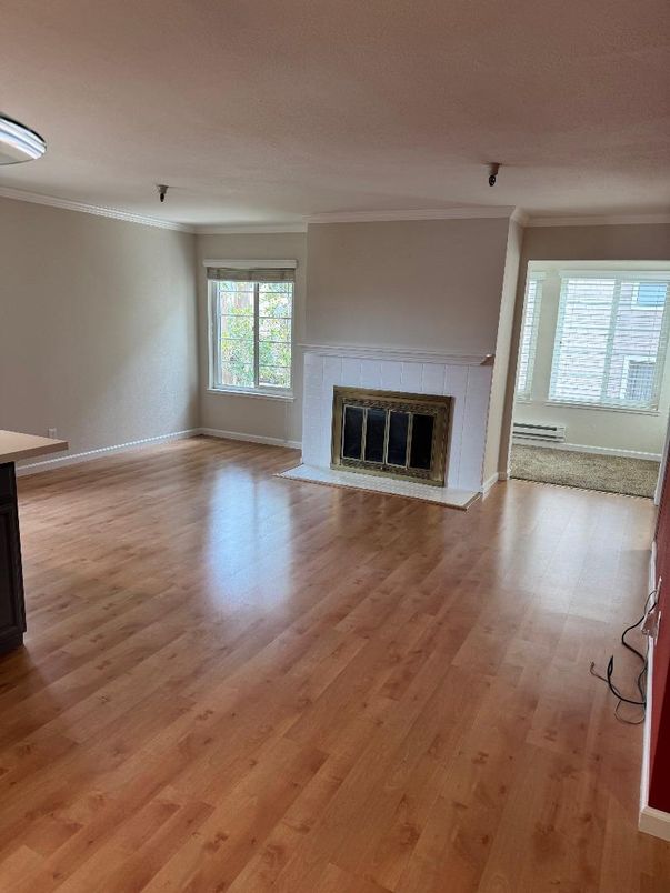 Empty room, Fireplace, Interior, Wood Texture Flooring