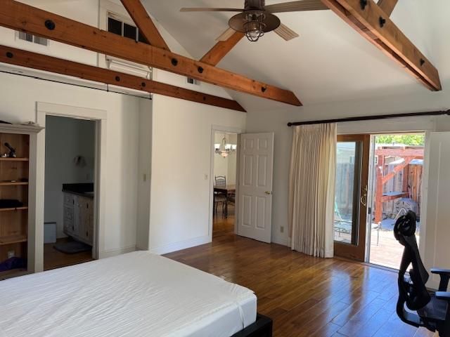 Bedroom, Chandelier, Fitness Equipment, Interior, Wooden Beams, Wood Texture Flooring