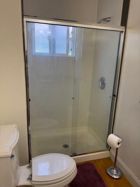 Bathroom, Glass Shower, Interior, Wood Texture Flooring