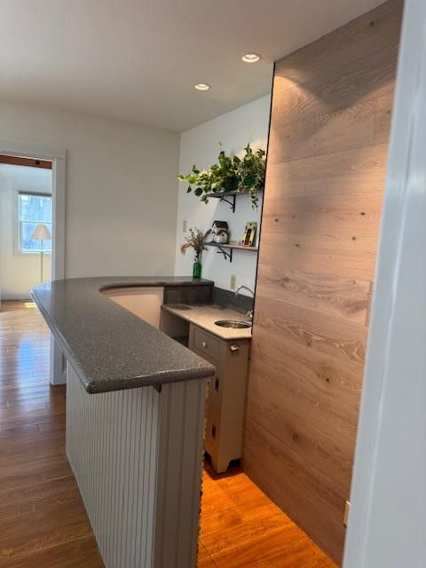 Interior, Recessed Lighting, Wood Texture Flooring, Wooden Walls