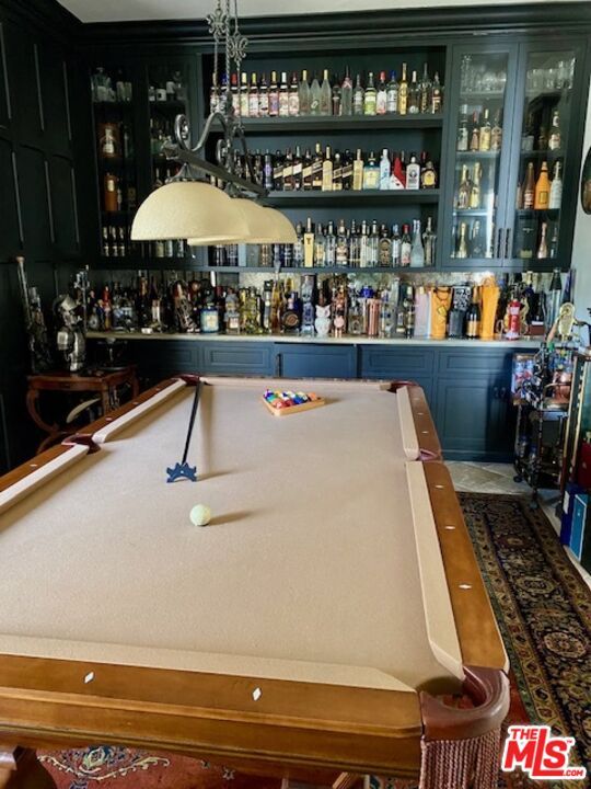 Billiard Table, Chandelier, Game Room, Interior, Pendant Lights