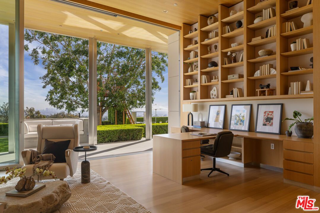 Home Office, Interior, Recessed Lighting, Wooden Ceilings, Wood Texture Flooring