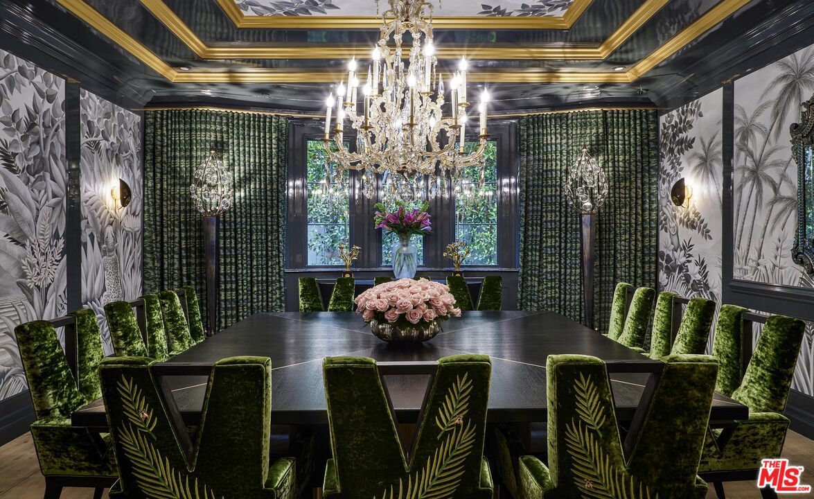 Chandelier, Dining room, Interior, Wood Texture Flooring