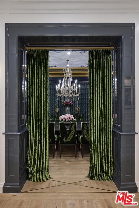 Chandelier, Interior, Wood Texture Flooring