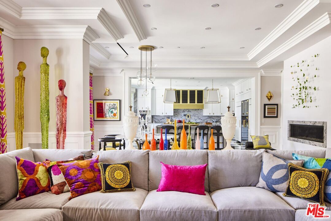 Fireplace, Interior, Kitchen, Living room, Pendant Lights, Recessed Lighting