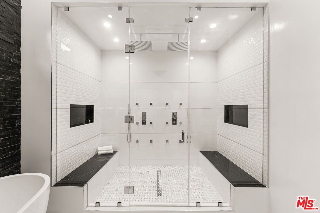 Bathroom, Free Standing Baths, Glass Shower, Interior, Recessed Lighting