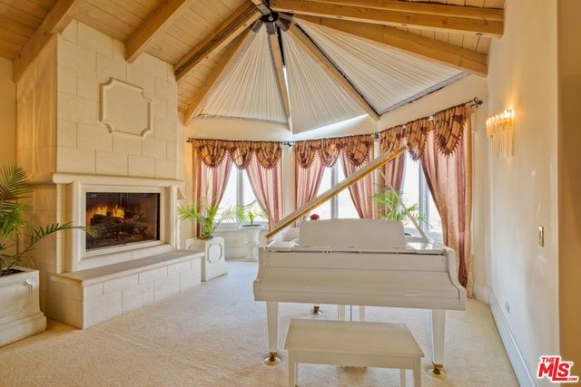 Fireplace, Interior, Piano, Stone Walls, Wooden Beams, Wooden Ceilings