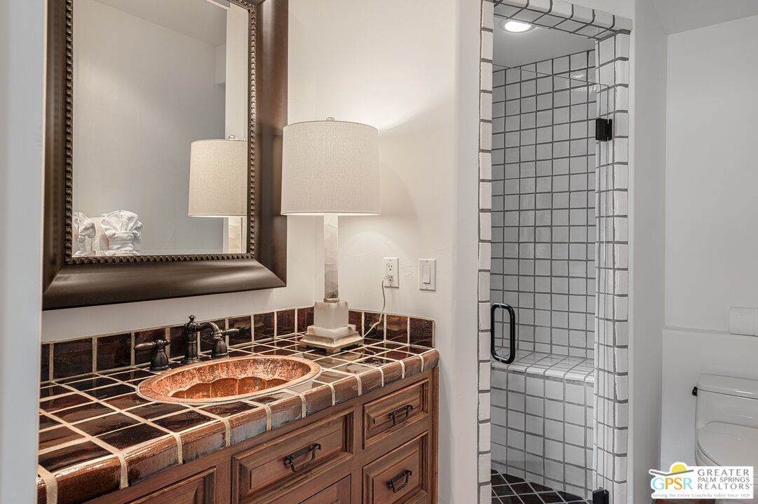 Bathroom, Glass Shower, Interior, Recessed Lighting, Tile Countertops