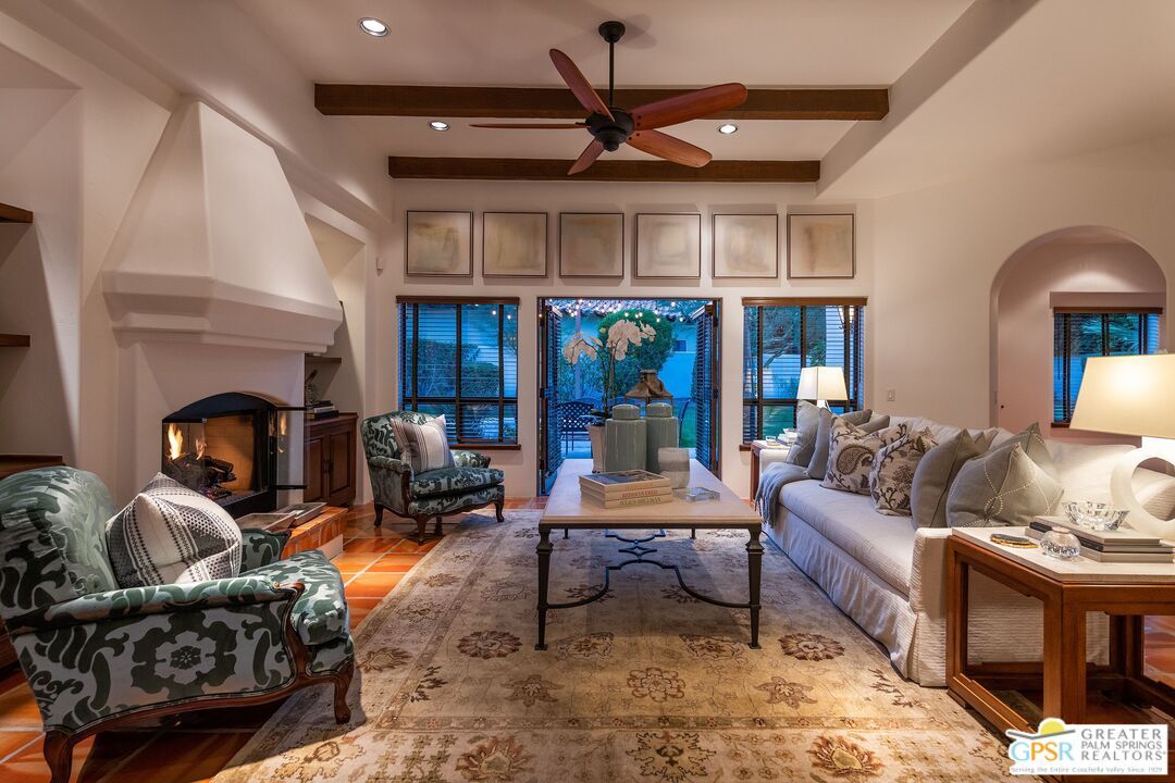 Fireplace, Interior, Living room, Recessed Lighting, Wooden Beams, Wood Texture Flooring