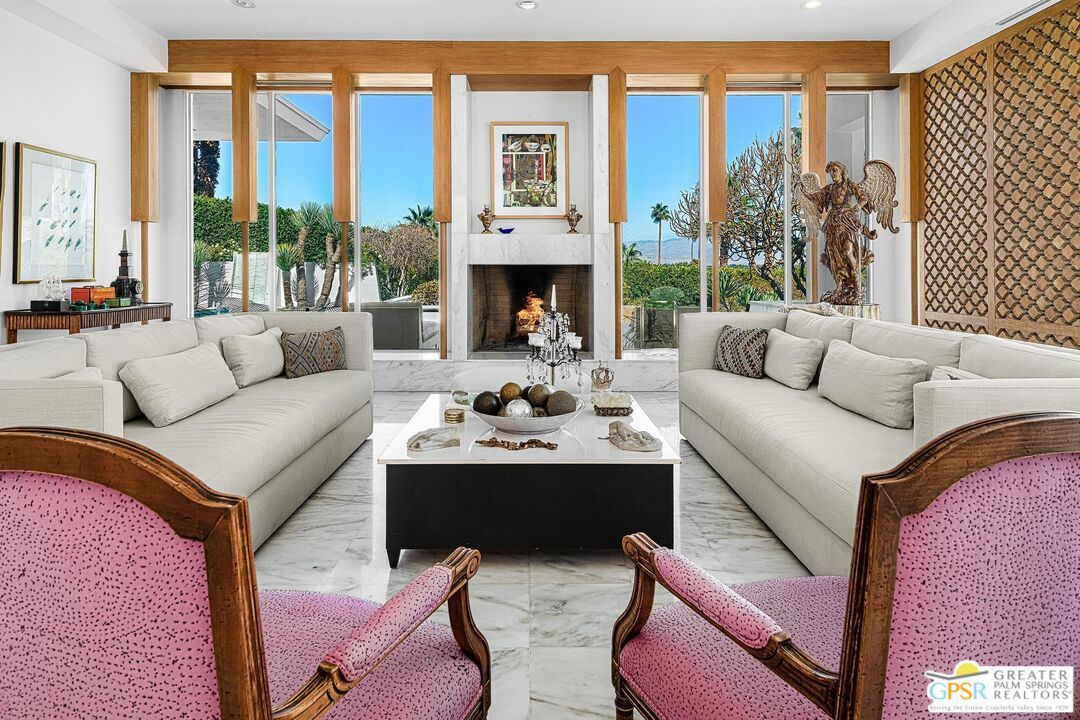 Fireplace, Interior, Living room, Marble, Recessed Lighting