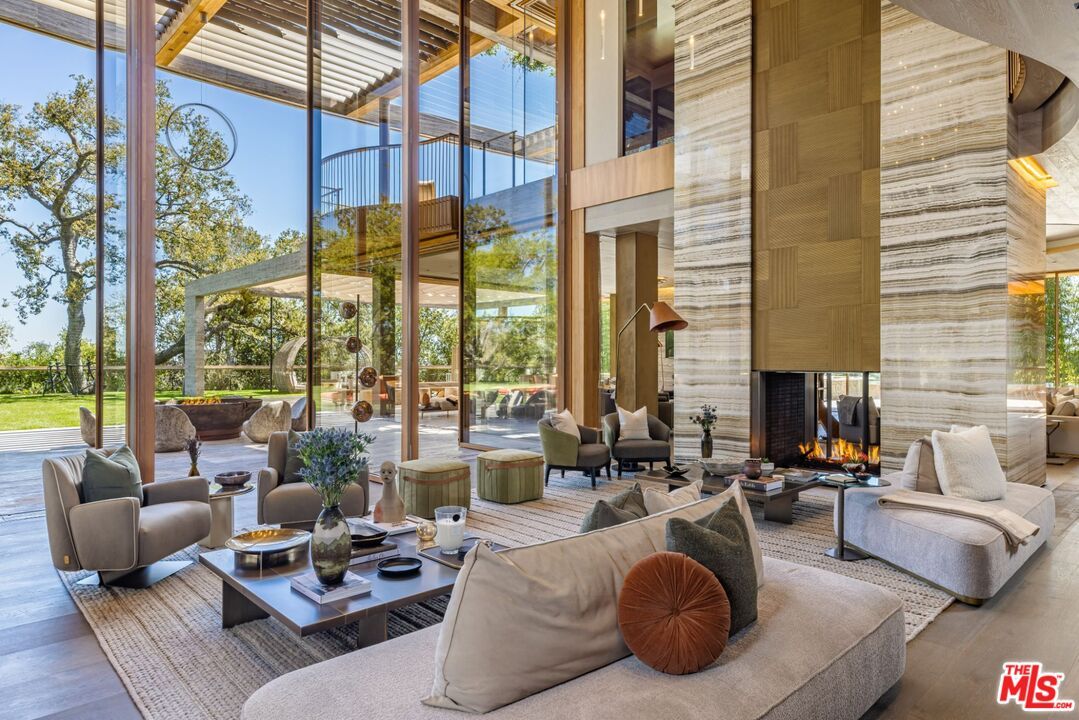 Fireplace, Interior, Living room, Stone Walls, Wood Texture Flooring