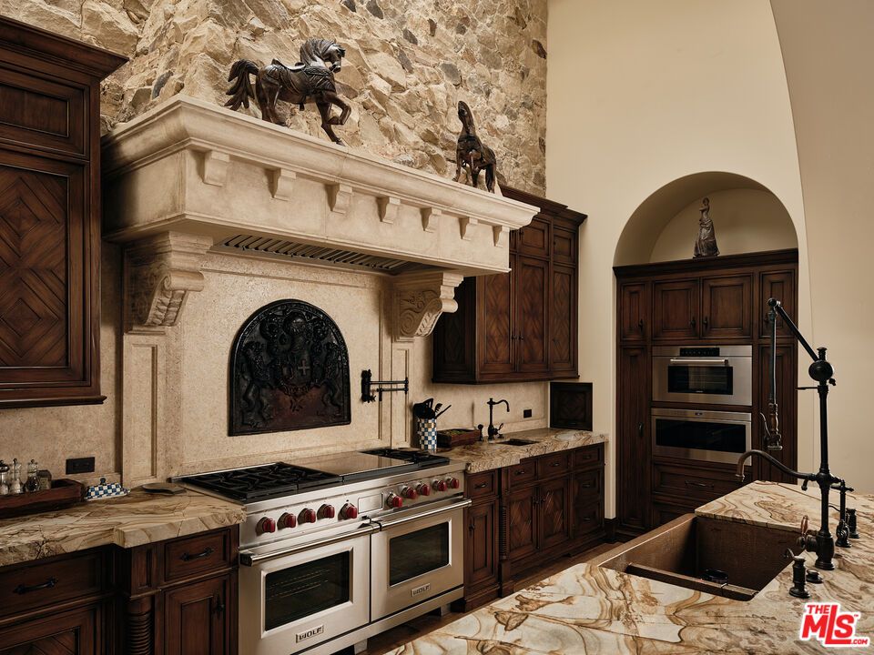 Interior, Kitchen, Stainless Steel Appliances, Stone Walls