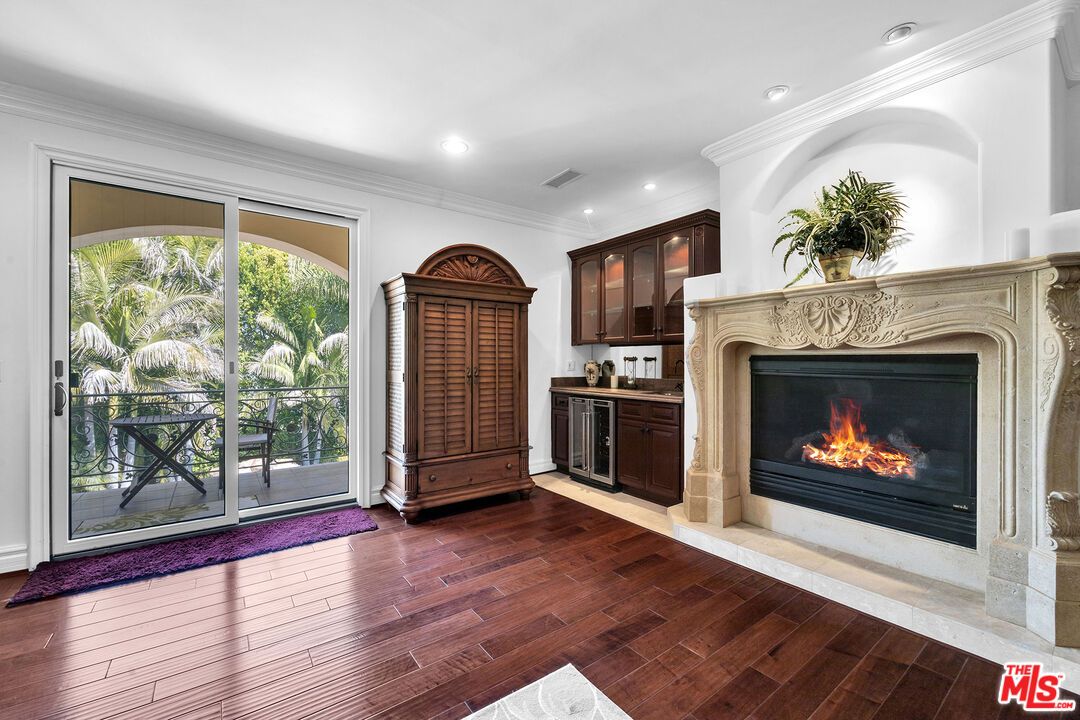 Fireplace, Interior, Recessed Lighting, Wood Texture Flooring