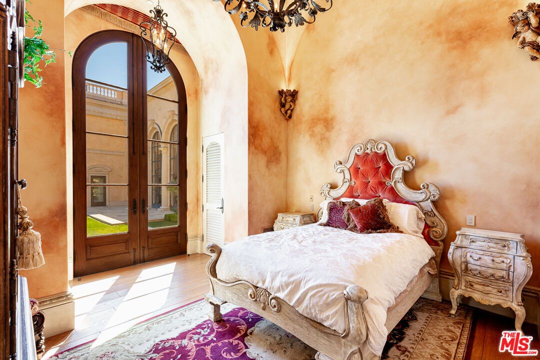 Bedroom, Chandelier, Interior, Wood Texture Flooring