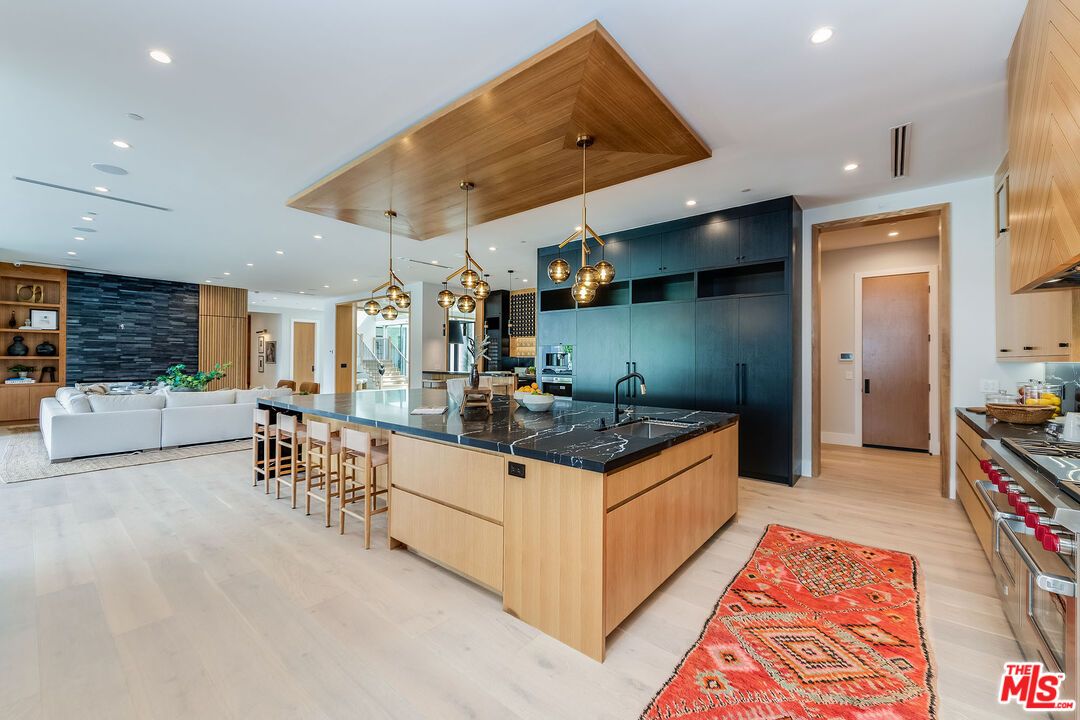 Interior, Kitchen, Living room, Pendant Lights, Recessed Lighting, Stainless Steel Appliances, Wood Texture Flooring