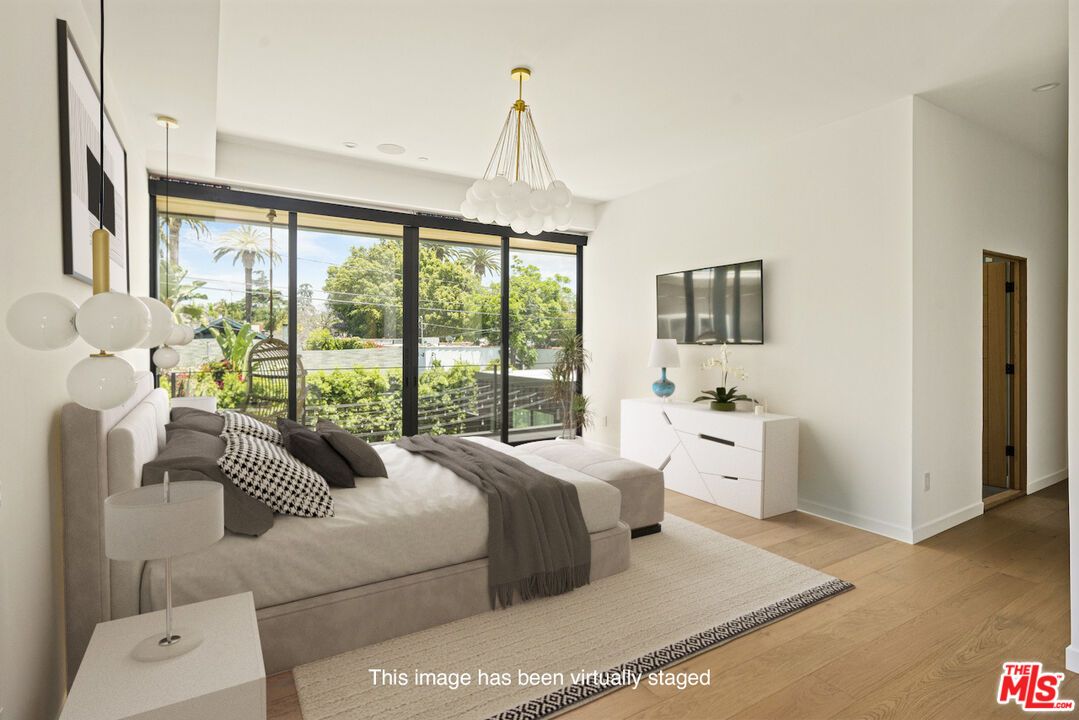 Bedroom, Interior, Pendant Lights, Recessed Lighting, Wood Texture Flooring