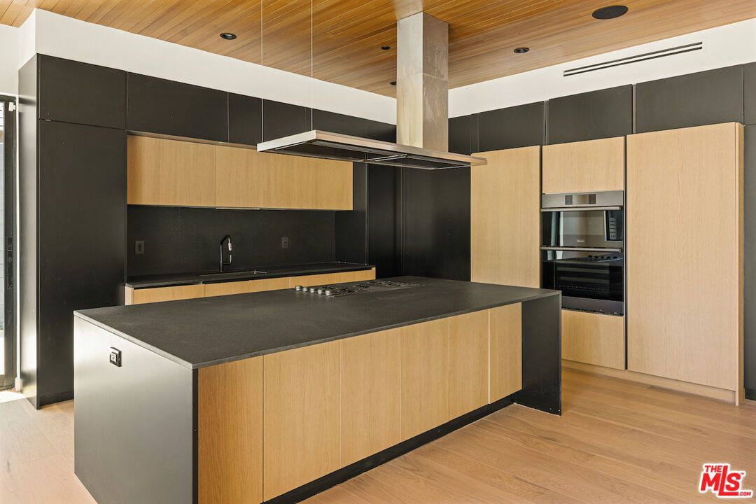 Interior, Kitchen, Recessed Lighting, Stainless Steel Appliances, Wooden Ceilings, Wood Texture Flooring