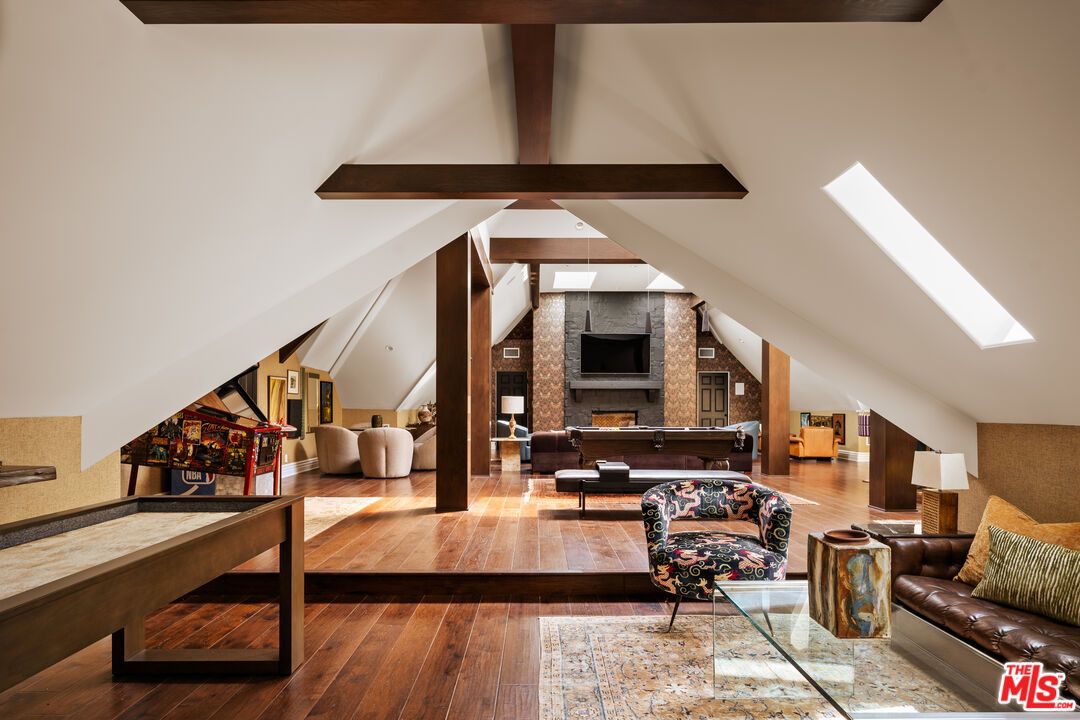Fireplace, Interior, Living room, Stone Walls, Wooden Beams, Wood Texture Flooring