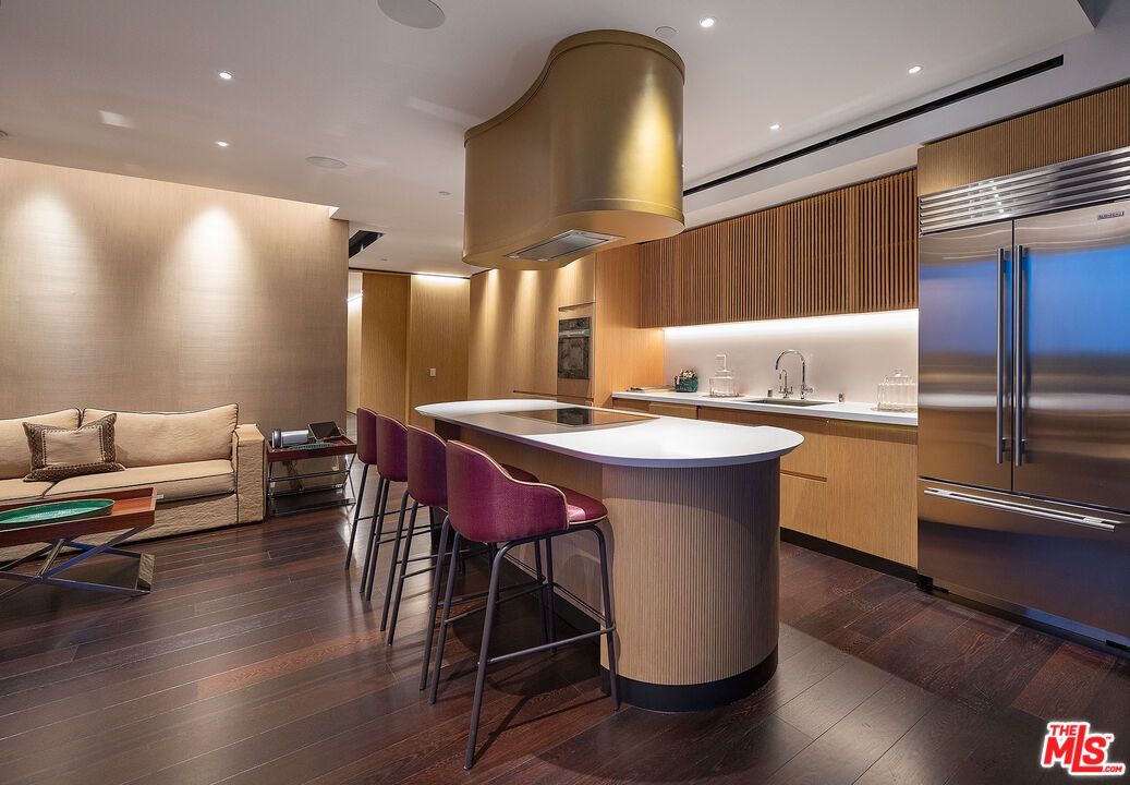 Interior, Kitchen, Living room, Recessed Lighting, Stainless Steel Appliances, Wood Texture Flooring