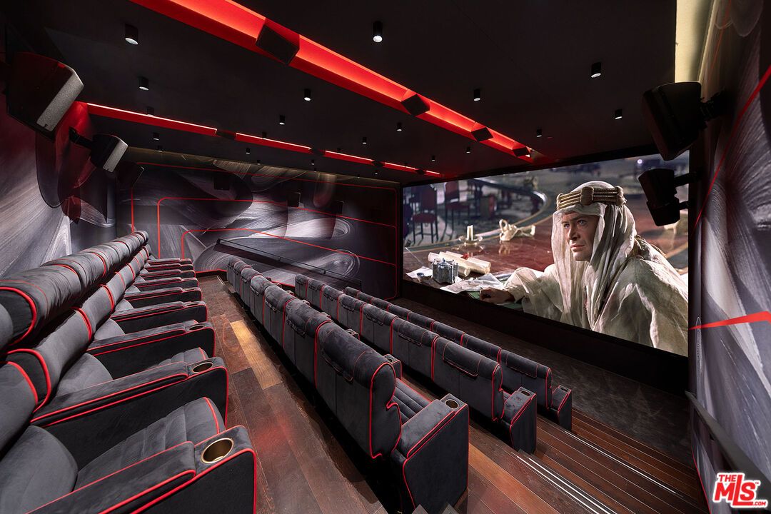 Home Theatre Room, Interior, Projection Screen, Recessed Lighting, Theatre Room, Wood Texture Flooring