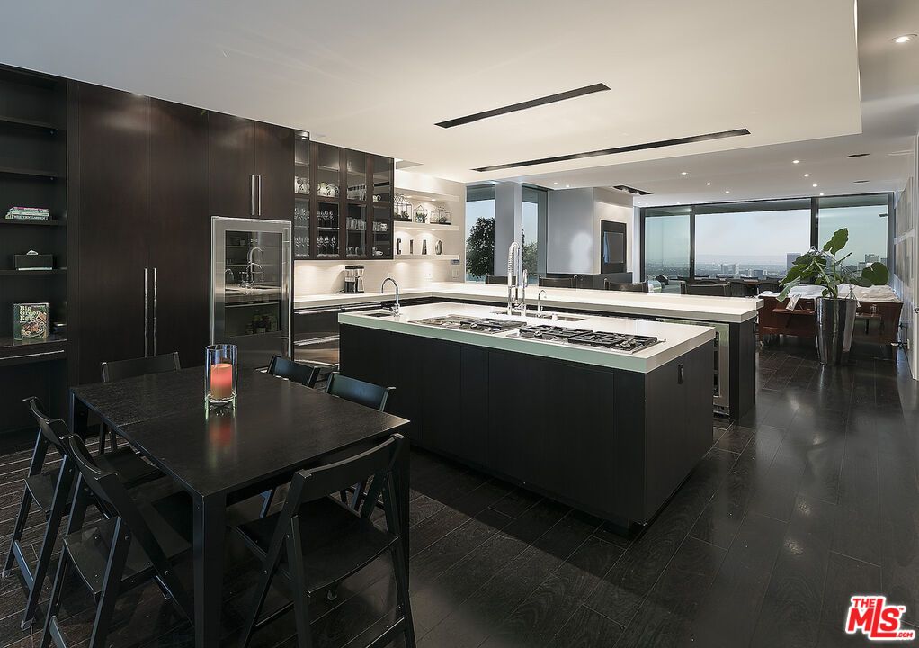 Dining room, Interior, Kitchen, Recessed Lighting, Stainless Steel Appliances, Wood Texture Flooring