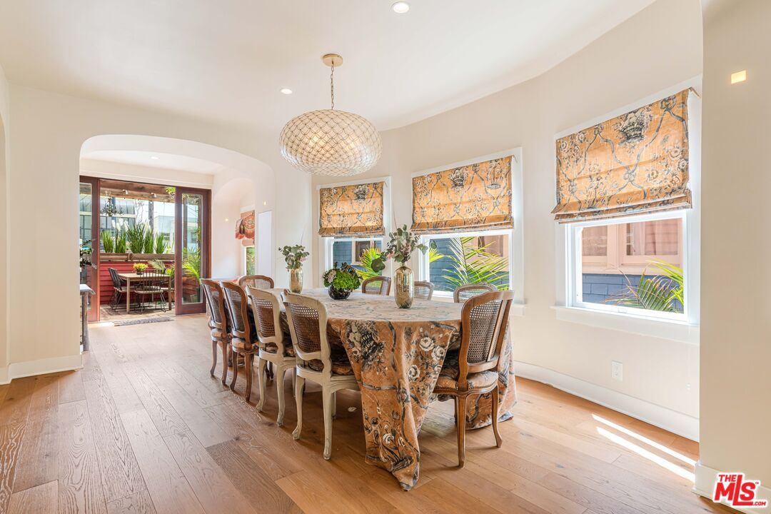 Dining room, Interior, Pendant Lights, Recessed Lighting, Wood Texture Flooring