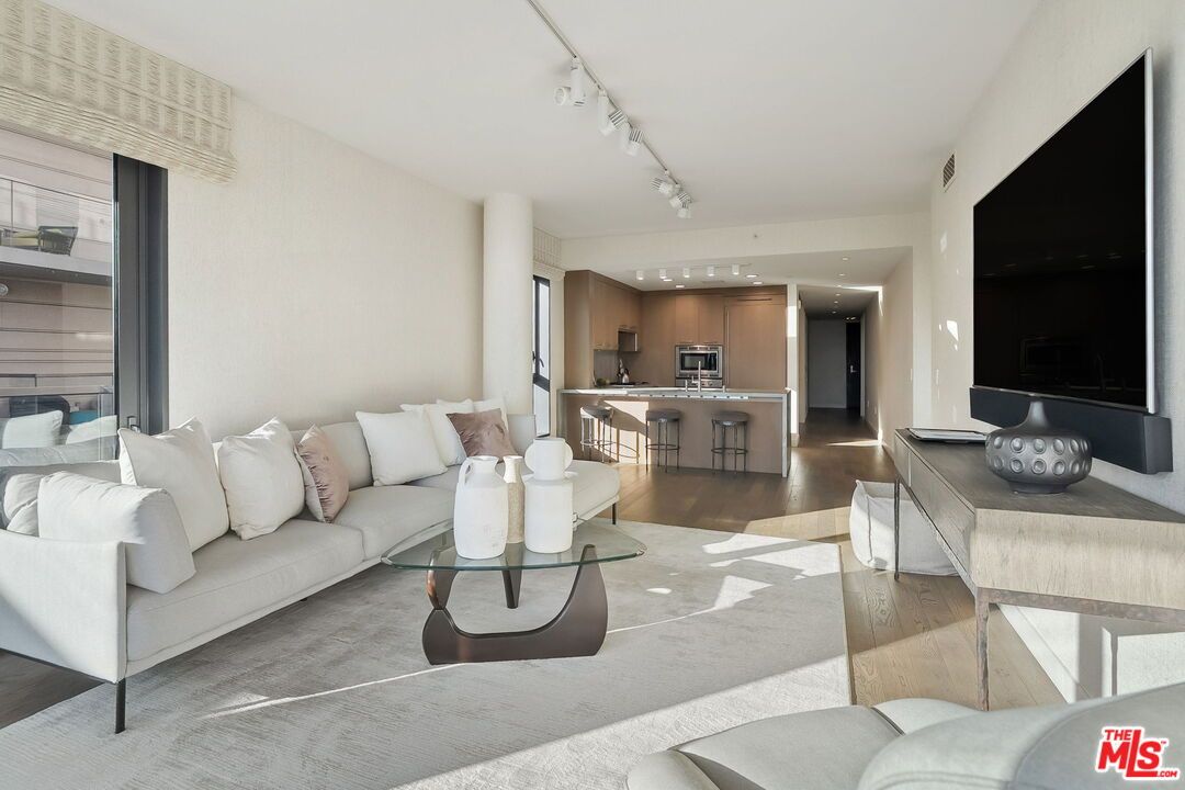 Interior, Kitchen, Living room, Recessed Lighting, Stainless Steel Appliances, Wood Texture Flooring