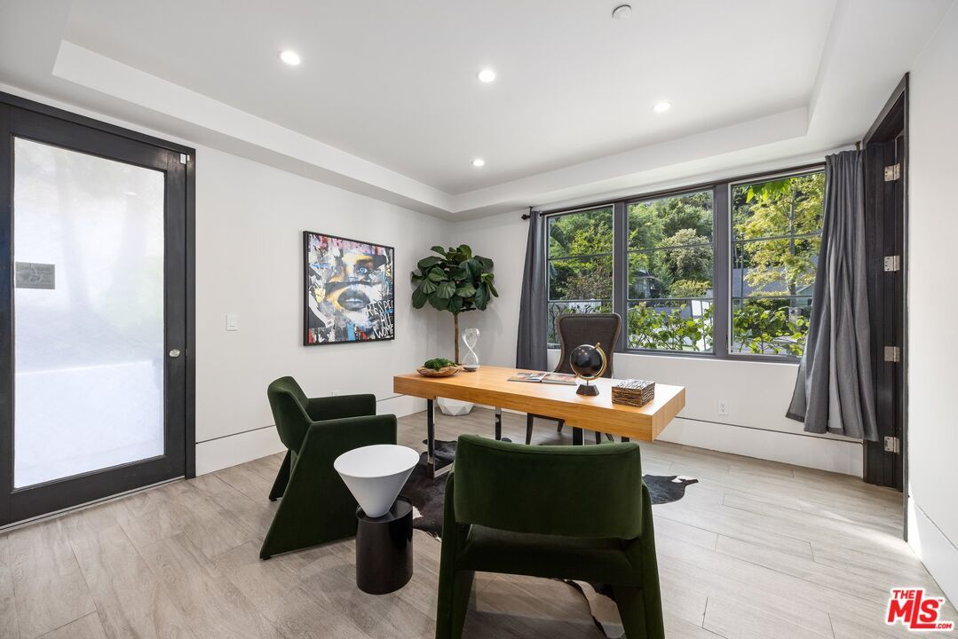 Home Office, Interior, Recessed Lighting, Wood Texture Flooring