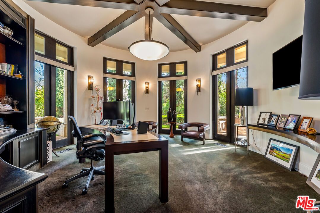 Home Office, Interior, Pendant Lights, Wooden Beams