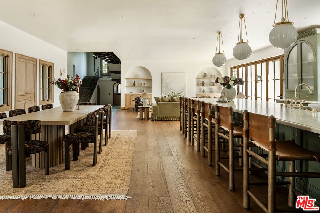 Dining room, Interior, Kitchen, Living room, Pendant Lights, Recessed Lighting, Wood Texture Flooring