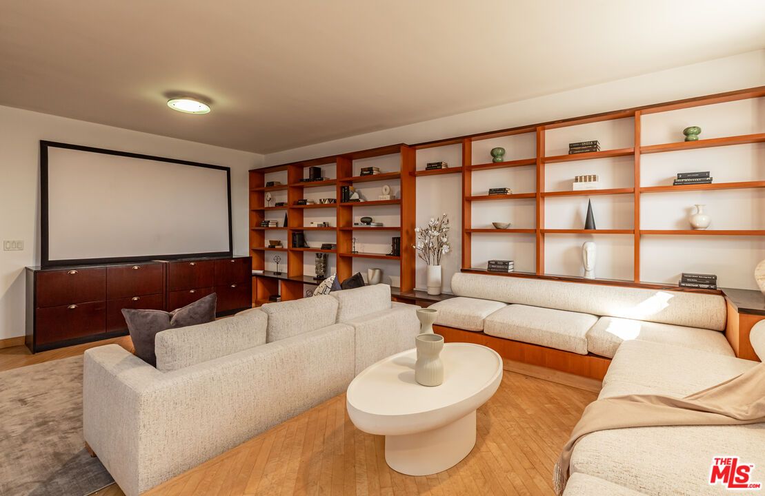 Interior, Living room, Projection Screen, Wood Texture Flooring
