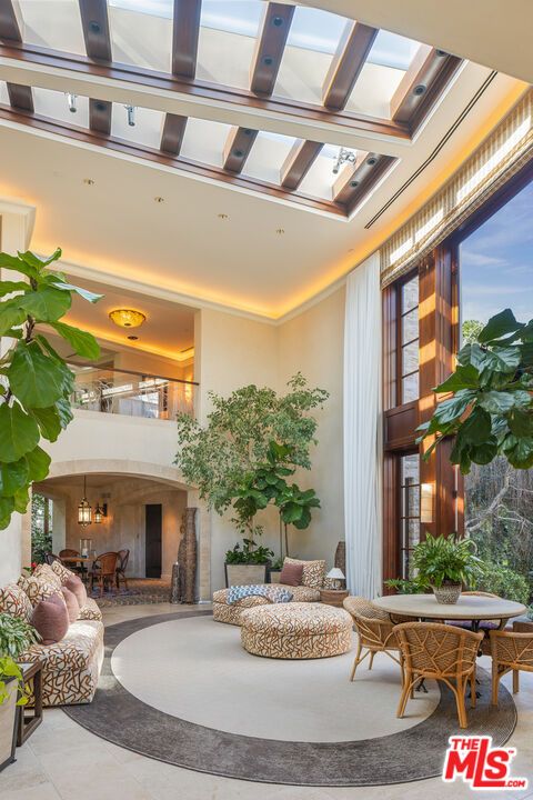 Dining room, Fireplace, Glass Ceilings, Interior, Living room, Recessed Lighting, Sun Room