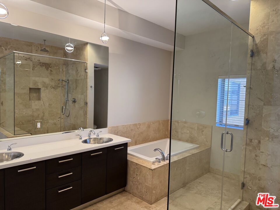 Bathroom, Dual Sink Vanities, Glass Shower, Interior, Pendant Lights