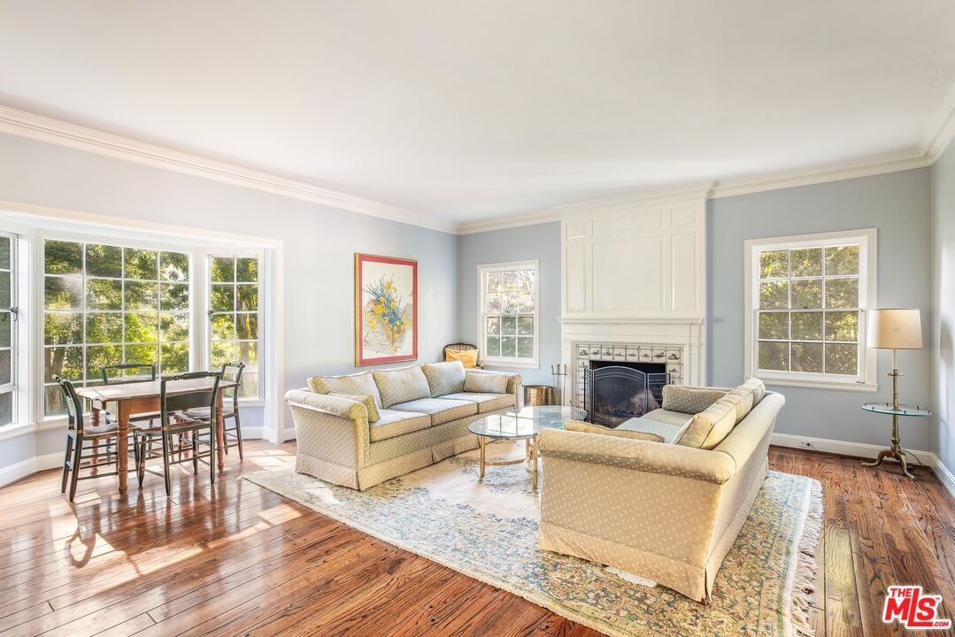 Dining room, Fireplace, Interior, Living room, Wood Texture Flooring