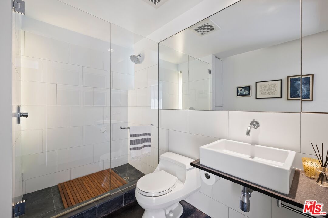 Bathroom, Glass Shower, Interior, Wood Texture Flooring