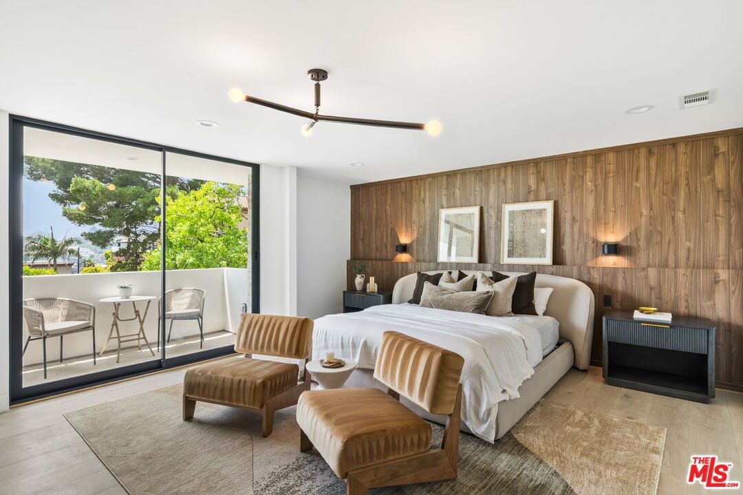 Bedroom, Interior, Recessed Lighting, Wood Texture Flooring, Wooden Walls