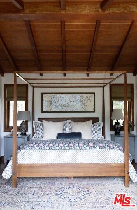 Bedroom, Interior, Wooden Beams, Wooden Ceilings