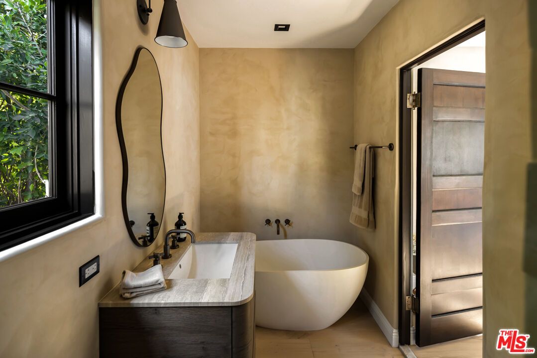 Bathroom, Free Standing Baths, Interior, Wood Texture Flooring